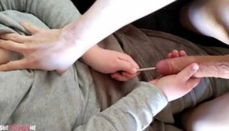 Spontaneously making him fuck a 13mm curved rosebud on the couch | Part 1