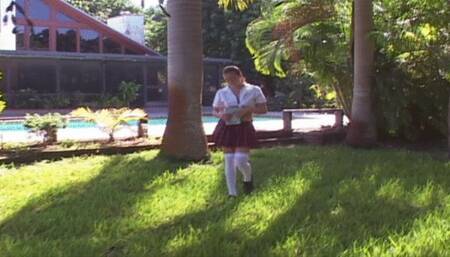 Becky in outdoor naked homework