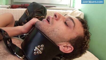 older dude binds a gay boy for oral SM play