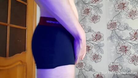 Hot Russian teen shows his beautiful ass and jerks off his big cock