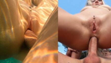 Risky Fucked swim girl underwater Public Anal and pussy fuck on the beach JessiJek