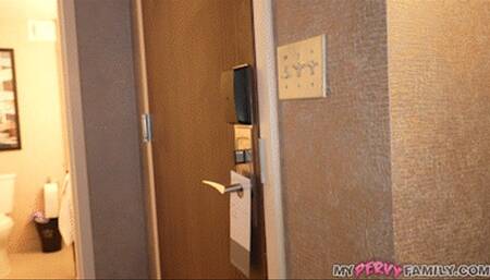 Hurry, While My StepMom is in Hotel Shower! - Mp4 4K