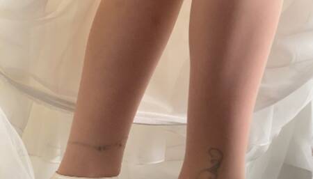 A Wedding Shoejob - Shoejob, Try on, CBT and Inshoecockcrush with 2 different wedding shoes - Full Body Cam - 4K