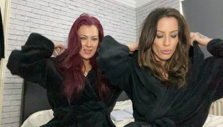 Head encasement and Two girl Tape Gags!