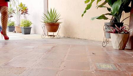 Balbina Self Tickling on sexy Fishnet Stockings