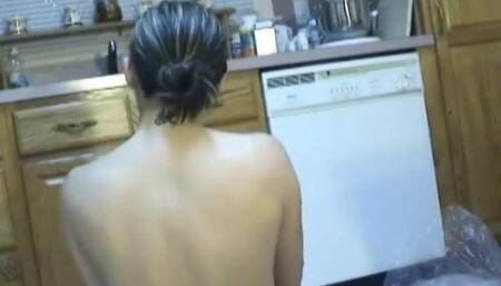 Amateur brunette nympho gets sloppy with ice cream toppings