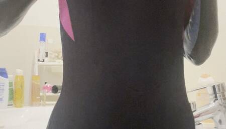 stripping off 3 layers of wetsuit in bath getting naked