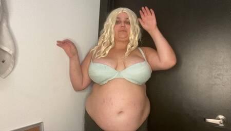 Blonde Chubby Belly rubs burping JOI