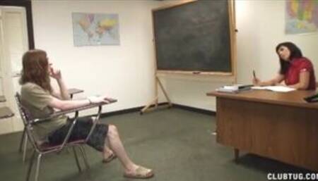 Horny teacher handjob