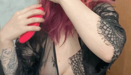 Hair coloring at home flash tits, also wasing naked and blowdry - Vinyl gloves part 1