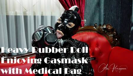 Heavy Rubber Doll Enjoying Gasmask with Medical Bag