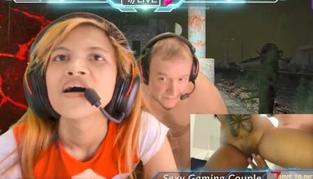 Fucking while gaming 7 days to die fingering that tight pussy then fuck with creampie