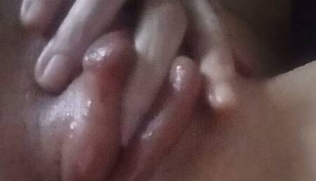 Smacking and fingering my freshly pumped pussy