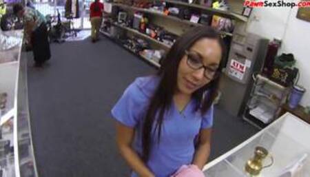 Pawn Asian nurse fucked and facialized in office after BJ