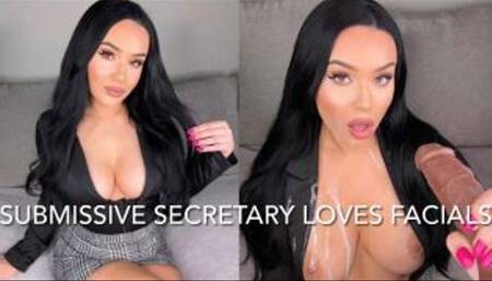 SUBMISSIVE SECRETARY LOVES FACIALS