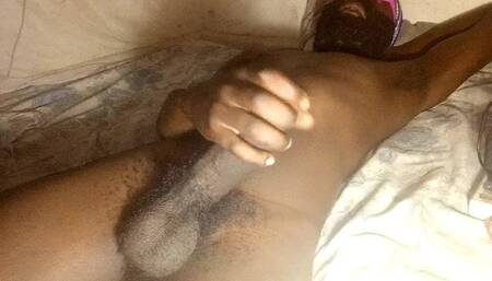 Moaning masturbation twice cumshot African big black cock