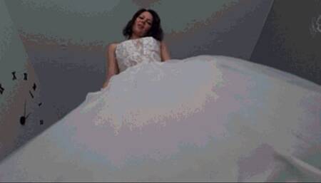 very long upskirt video wearing a wedding dress c