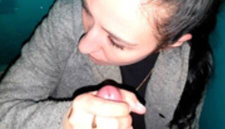 Married Brunette Sucked off her Neighbor in the Stairwell - Black Lynn