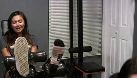 Perfect sock tickling audition " This girl is no joke STUNNING! omg that smile!"