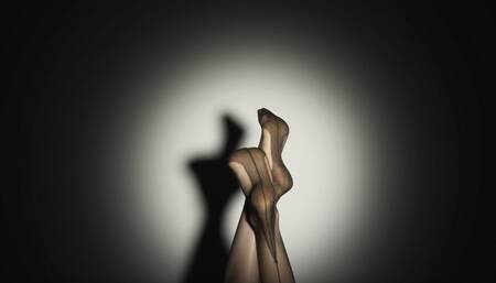 Dirty callused feet in nylon stockings (4K)