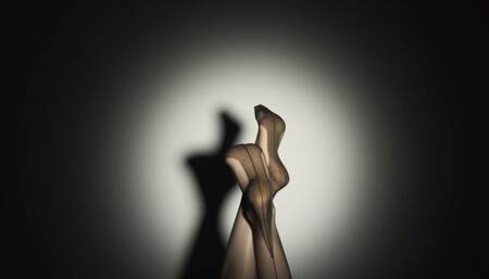 Dirty callused feet in nylon stockings (720p)