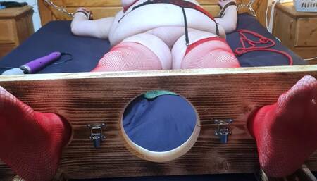 BBW chained to bed and tormented by man and woman - MAIN CAM 1 PART 1 - BBW bondage, BBW domination, tied to bed,amateur, double domination, lingerie, BBW BDSM, bed bound, spreadeagled, stockings, pantyhose, chains, chained down, leather cuffs,woman tied