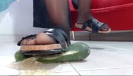 crush crushing cucumber monster dicks with nylons feet and sexy sandals like Birkenstock