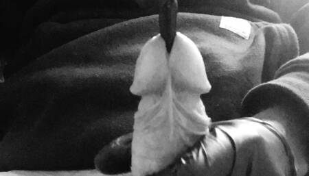 Solo close up Cock wanking, sounding dilator and Latex Gloves