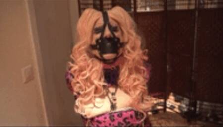 Pink Armbinder and Panel Gag Harness