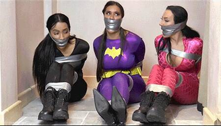 Scarlett, Mila & Courtney in: Tightly BatWrapped & Kickin' - Beyond the SteamRoom & Concealed Within the AnteChamber of Awe! (HD)