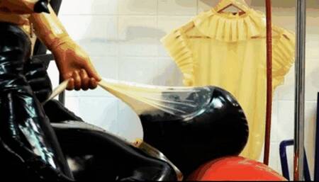 Heavy rubber fetish - breath play and piss couple and her special cock and pussy treatment - Part 2 of 2