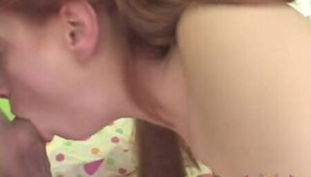 Lil Laura sharing blowjob and cumming threesome