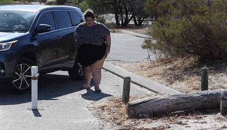SSBBW Public Stairs Struggle