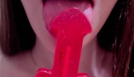 Thanks for the sweet candy, Daddy! Wow, it's made like a dick!? Is that a hint, Daddy!?