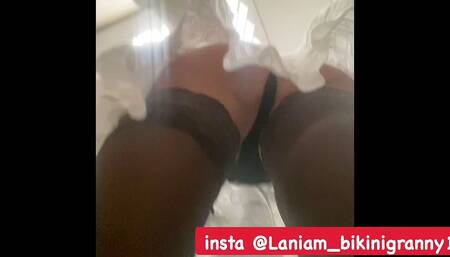 Granny fetish underskirt thong string