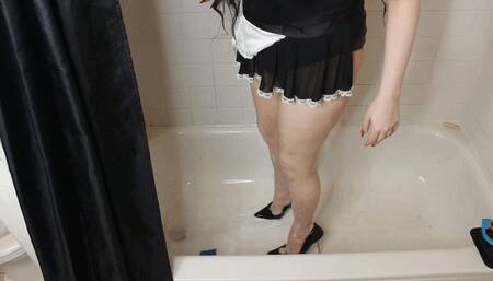 M - Sexy Maid cleans filthy bathroom