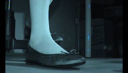 Tiny cock flat under Tanja's flat shoes - Cam 3