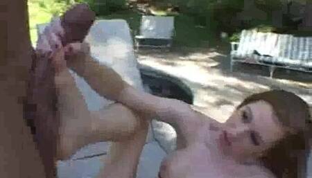 Horny foot teen bitch like her feet so that she lick them by herself.