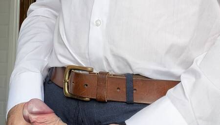 White shirt wank and cumshot