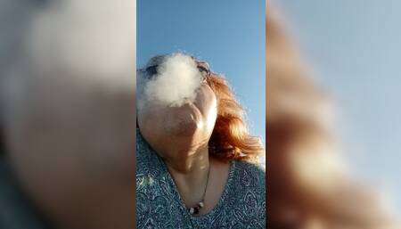 Bearded Lady try's to lights on windy beach!