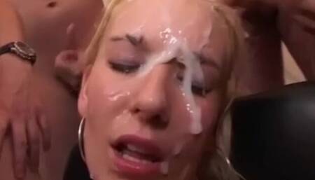 Natural tits clip with sneaky beauty from Bukkake Orgy