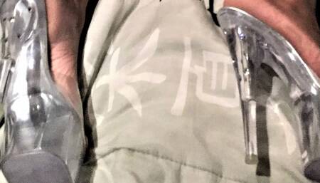 In the bathroom pissing