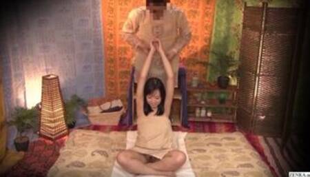 Voluptuous JAV star Shiori Tsukada Thai massage towel fail