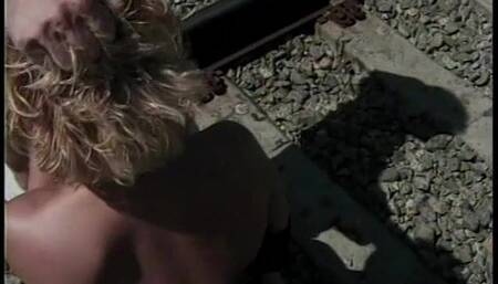 Horny blonde slut gets her huge tits licked before sucking and fucking a cock