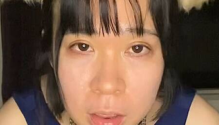 UNCENSORED cosplayer dickgirl solo cumshot and anal play swim suit