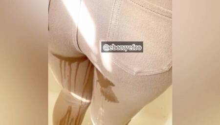 Wetting my tan jeans