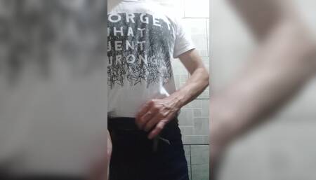 A handjob in the bathroom