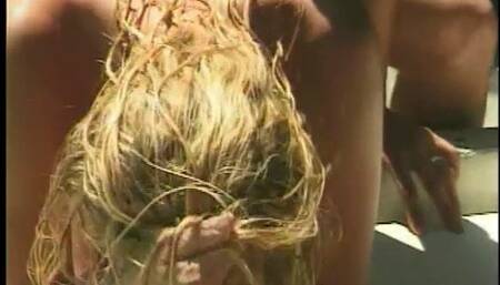 Light-eyed blonde teen with small tits getting fucked by the pool