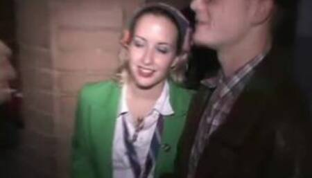 Schoolgirl getting fucked while others watch