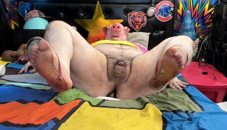 Pig Riding BBC dildo, while laying down